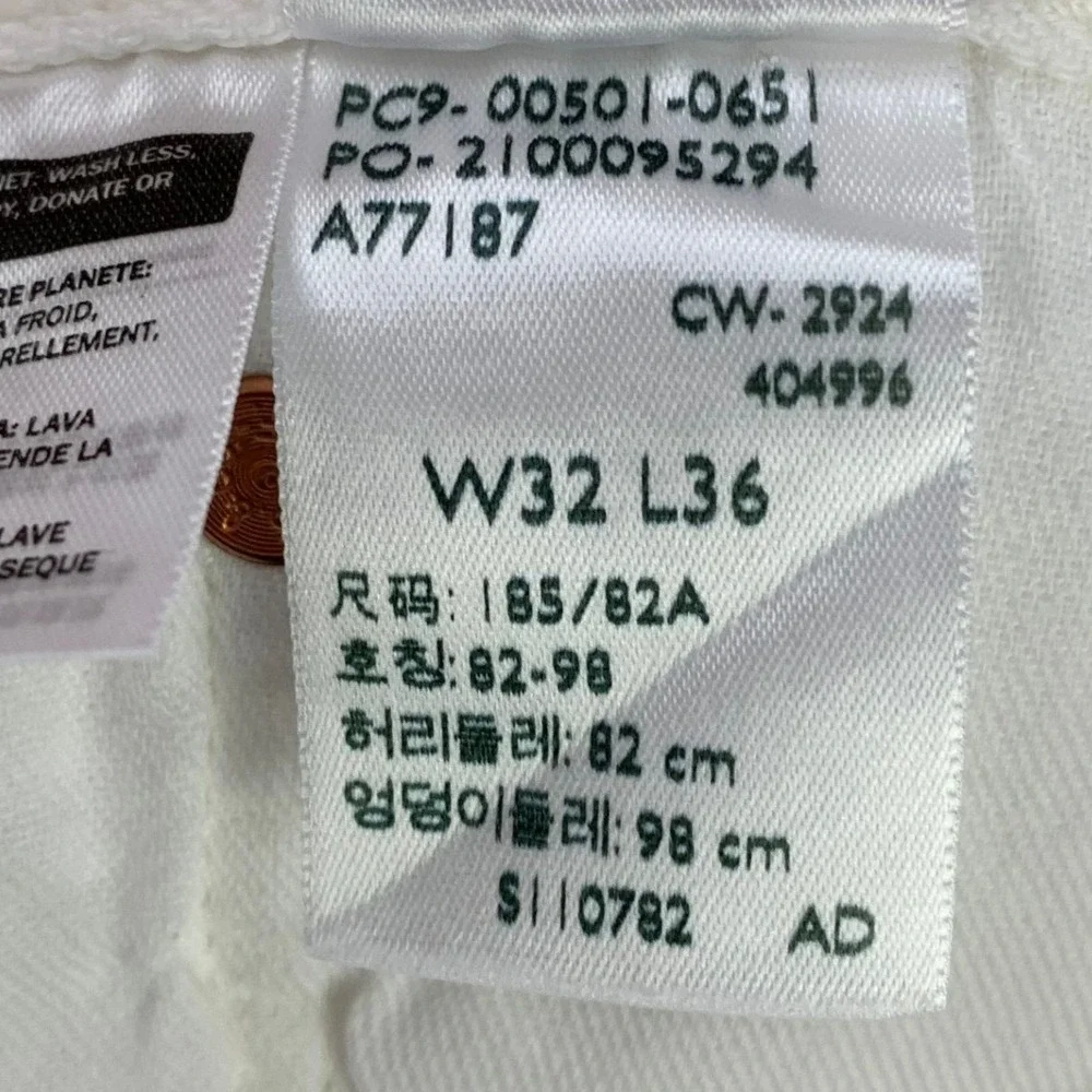 Levi's Jeans 501 Original Fit Mens 32x36 White Denim Straight Leg Button Fly